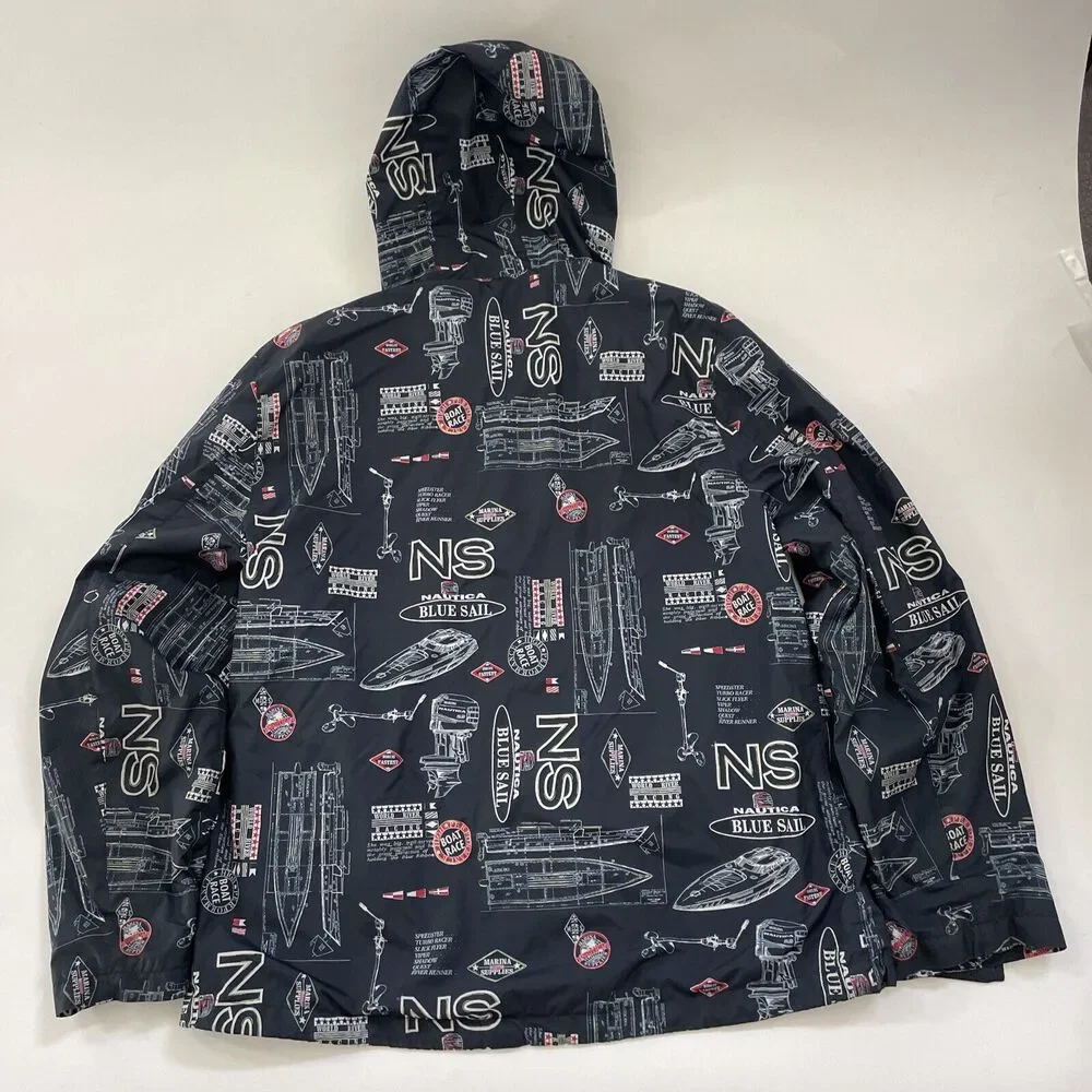 Nautica Blue Sail Windbreaker Jacket‎ Mens XL Nautical Sailing All Over Print - Picture 5 of 10